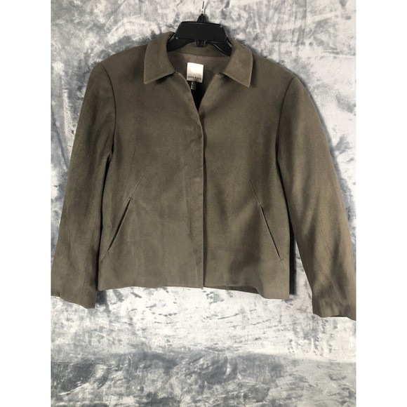 Anne Klein Jackets & Blazers - Anne Klein Neiman Marcus Suede Olive Green Women’s Moto Jacket Large Snap Front